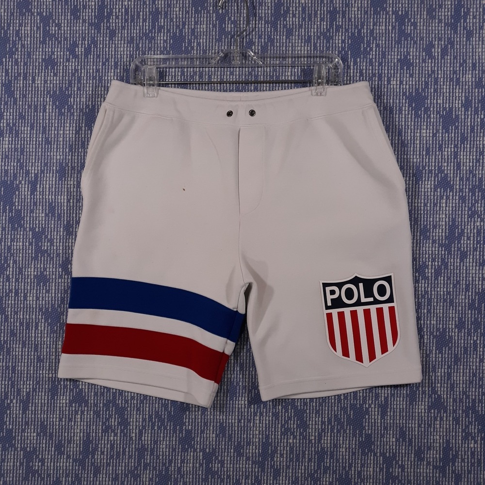 Polo Ralph Lauren Shorts Mens Large Athletic Elastic Waist White